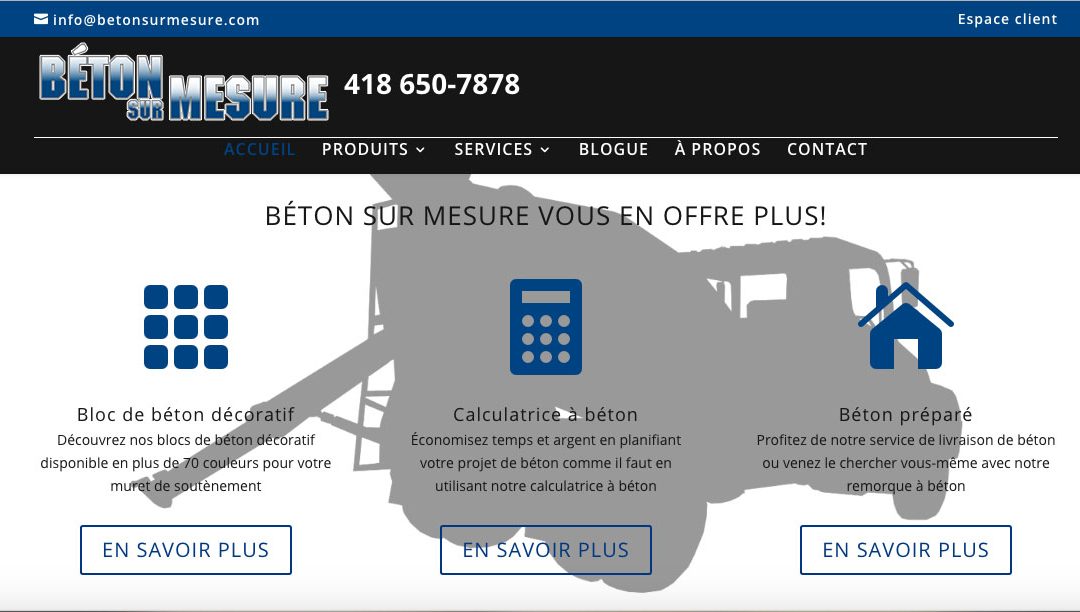 Avez-vous visité le nouveau site web de Béton Sur Mesure?